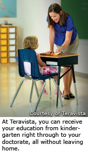 At Teravista, you can receive your education from kindergarten right through to your doctorate, all without leaving home.