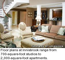 Floor plans at Innisbrook range from 700-square-foot studios to 2,000-square-foot apartments.